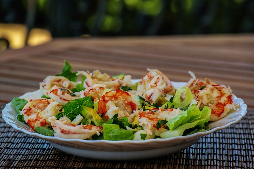Le dressage pour terminer,salades de crevettes
