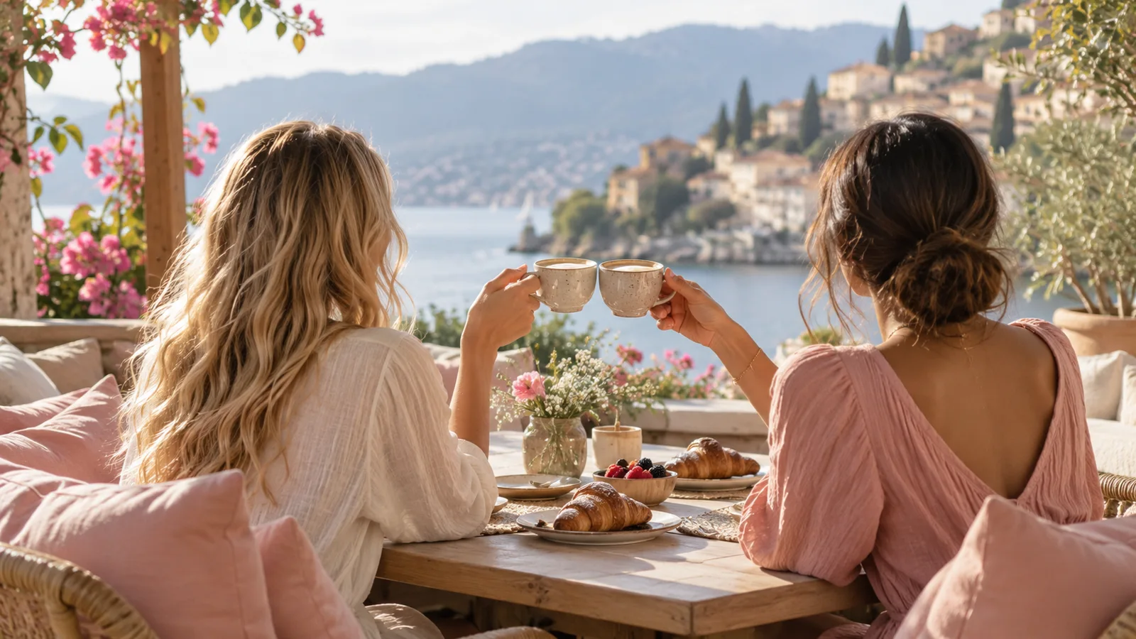 Deux amies partagent un café en terrasse, illustration du besoin de lien avec les autres