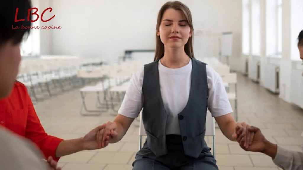 Groep mensen die gezamenlijk mediteren in een serene ruimte | labonnecopine
