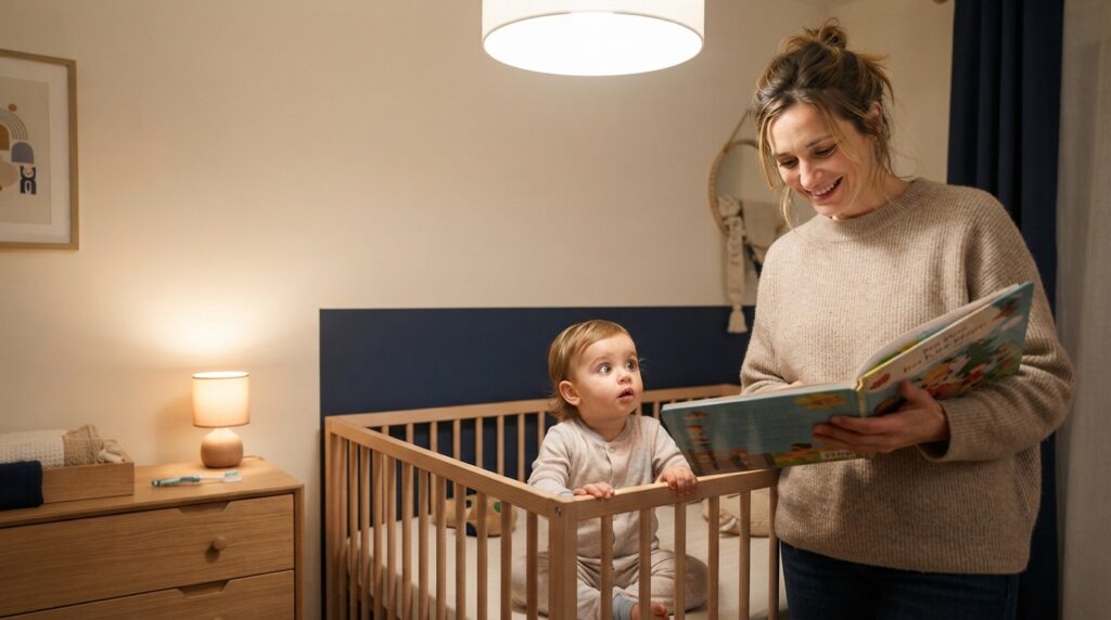 Une femme lit un livre à un bébé dans une chambre lumineuse | La Bonne Copine