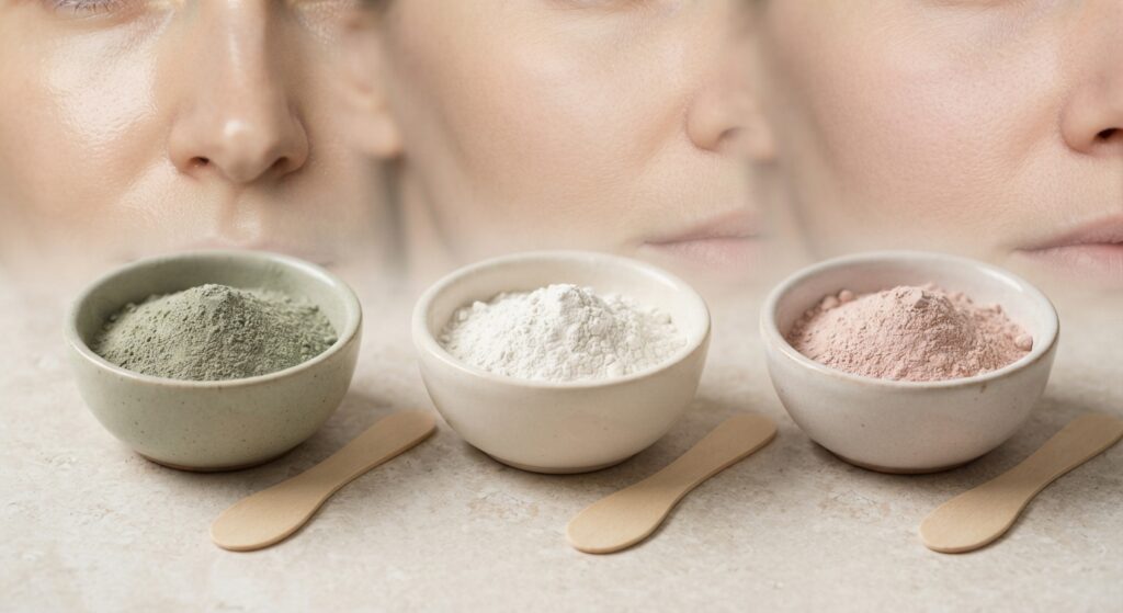 Trois bols d’argile verte, blanche et rose pour les soins du visage | La Bonne Copine