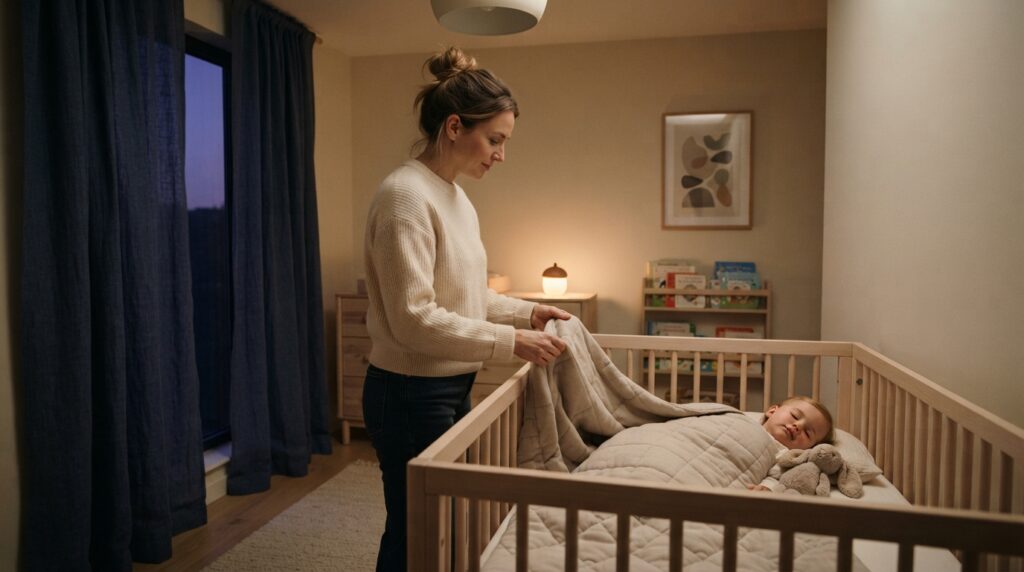Une femme couvre bébé dans son berceau | La Bonne Copine
